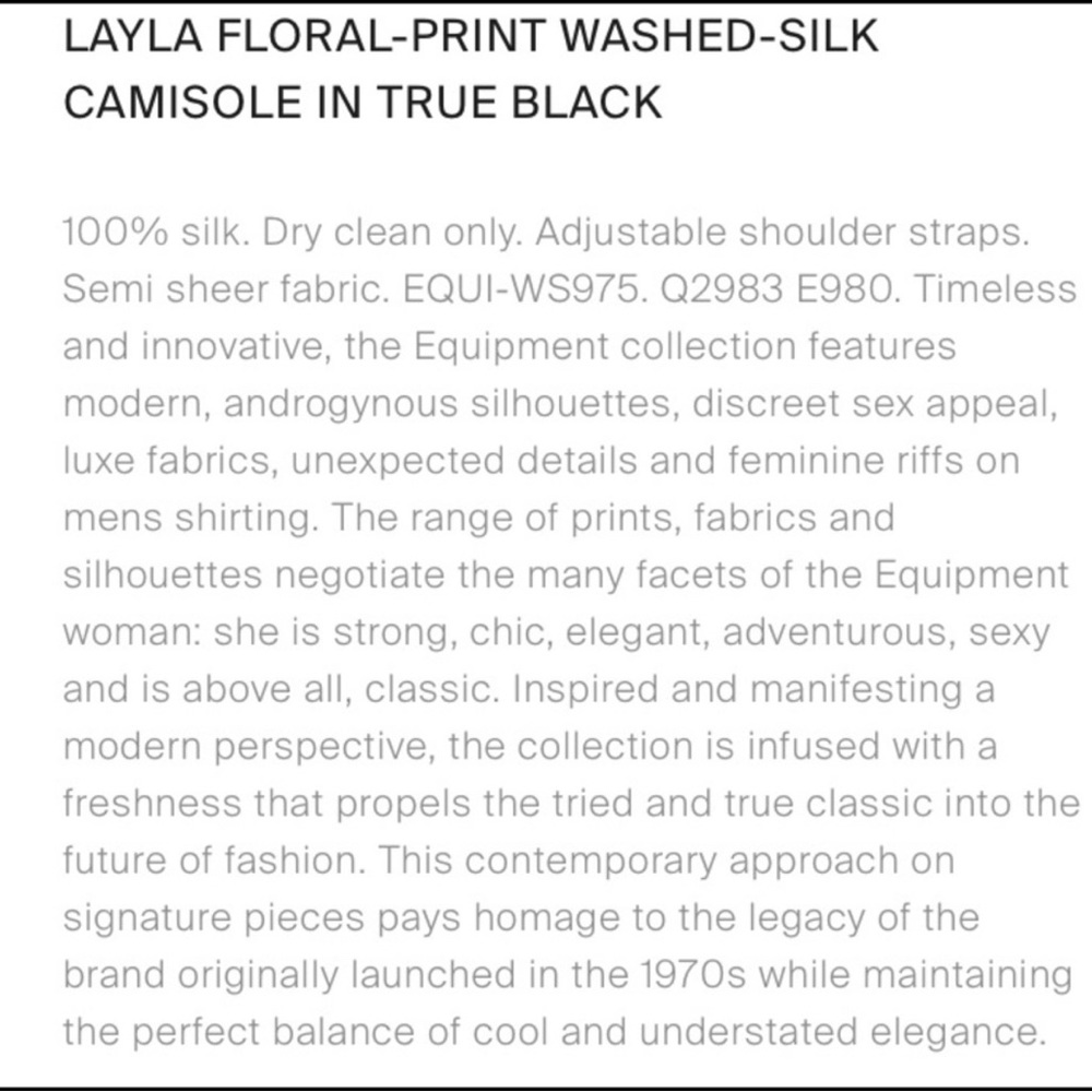 Equipment Silk Layla Black Floral Print Camisole - Picture 5 of 9